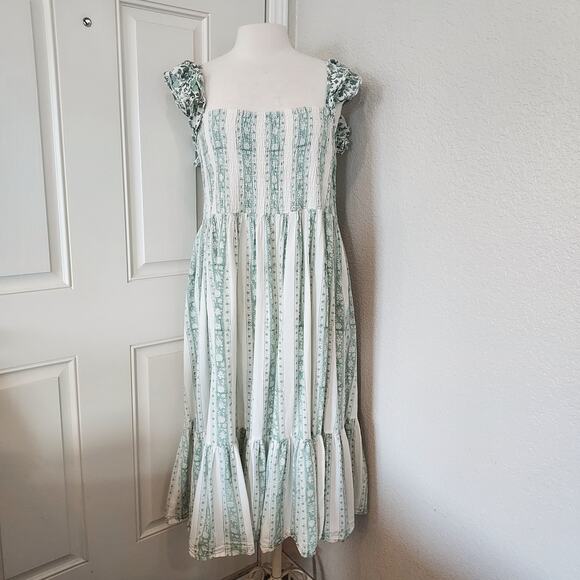 Mille Dresses & Skirts - Mille Resort & Travel Mint Green & Cream Tiered Maxi 'Olympia' Dress Size M